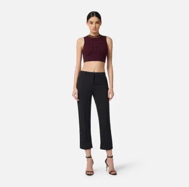 Elisabetta Franchi – Pantaloni in crêpe leggero con dettagli smoking

 2