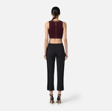 Elisabetta Franchi – Pantaloni in crêpe leggero con dettagli smoking


