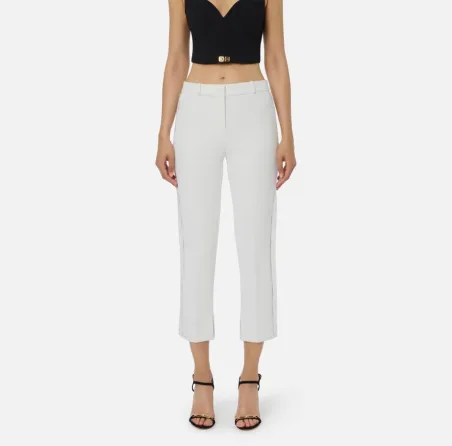 Elisabetta Franchi – Pantaloni in crêpe leggero con dettagli smoking

