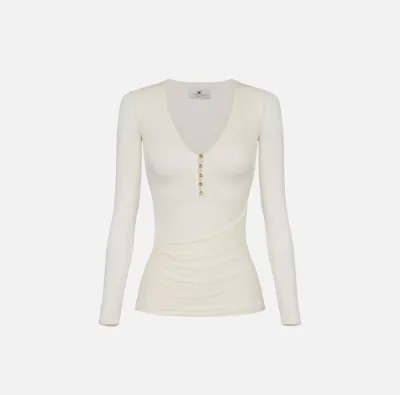 Maglia in cupro a costine con bottoni  | BorotalcoCagliari.it