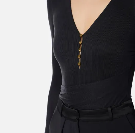 Maglia in cupro a costine con bottoni  | BorotalcoCagliari.it