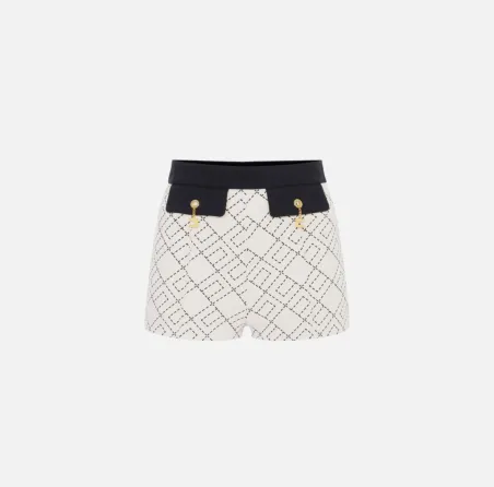 Elisabetta Franchi – Shorts bi-color in doppio crêpe  | BorotalcoCagli