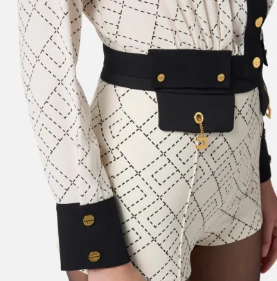 Elisabetta Franchi – Shorts bi-color in doppio crêpe  | BorotalcoCagli