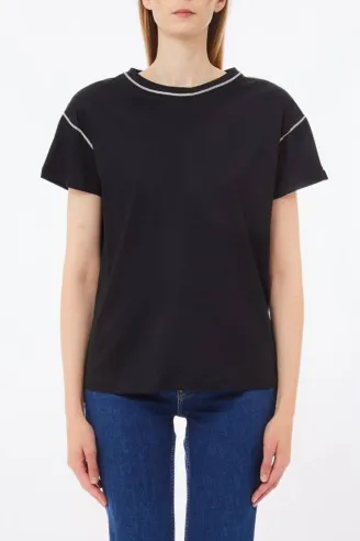 T-shirt in Cotone con Dettagli Brillanti  | BorotalcoCagliari.it