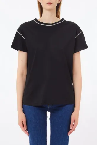 T-shirt in Cotone con Dettagli Brillanti  | BorotalcoCagliari.it 2
