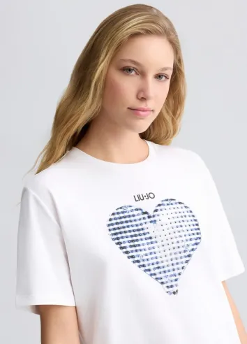 T-shirt con cuore e strass  | BorotalcoCagliari.it 2