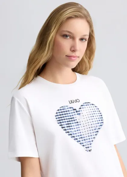 T-shirt con cuore e strass  | BorotalcoCagliari.it