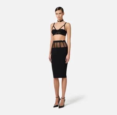 Gonna in viscosa con tagli corsetteria Elisabetta Franchi  | Borotalco