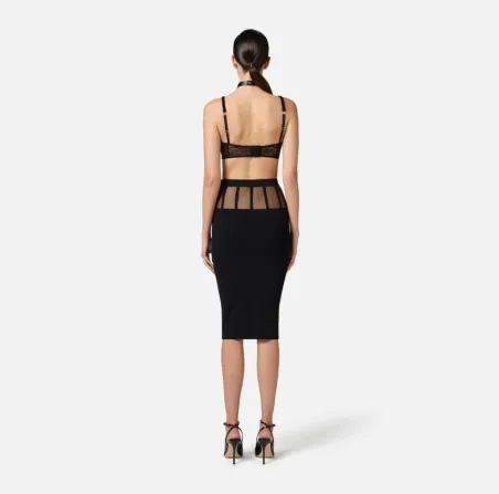 Gonna in viscosa con tagli corsetteria Elisabetta Franchi  | Borotalco