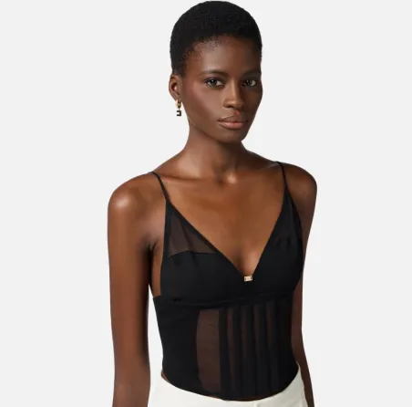 Top con trasparenze e tagli corsetto Elisabetta Franchi  | BorotalcoCa