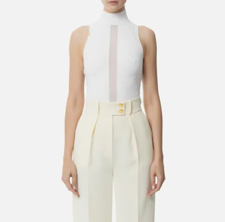 Top in viscosa con dettaglio in tulle Elisabetta Franchi  | BorotalcoC