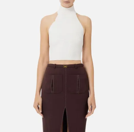 Top in viscosa a costine con cuore Elisabetta Franchi  | BorotalcoCagl