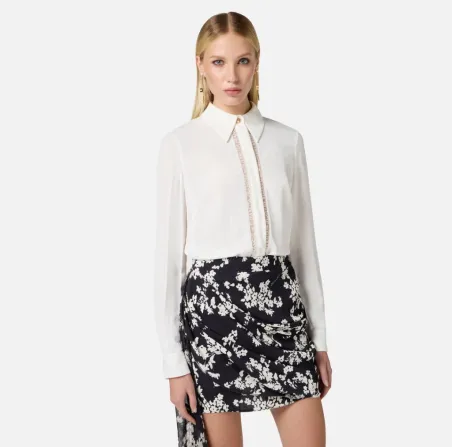 Camicia in georgette con bande lettering Elisabetta Franchi  | Borotal