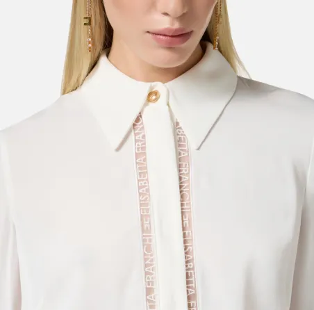 Camicia in georgette con bande lettering Elisabetta Franchi  | Borotal