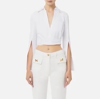 Camicia cropped in raso con drappeggio Elisabetta Franchi  | Borotalco 2