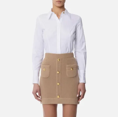 Camicia in Misto Cotone con Polsi Logati - Elisabetta Franchi  | Borot