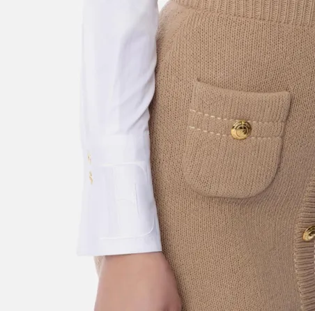 Camicia in Misto Cotone con Polsi Logati - Elisabetta Franchi  | Borot