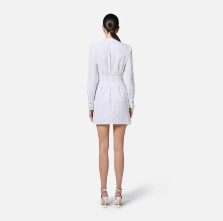 Shirt dress in popeline con dettaglio gioiello Elisabetta Franchi  | B