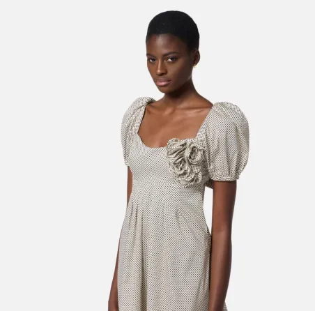 Abito in cotone con stampa pois e rose ricamate Elisabetta Franchi  | 