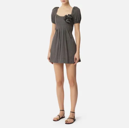 Abito in cotone con stampa pois e rose ricamate Elisabetta Franchi  | 