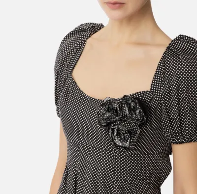 Abito in cotone con stampa pois e rose ricamate Elisabetta Franchi  | 
