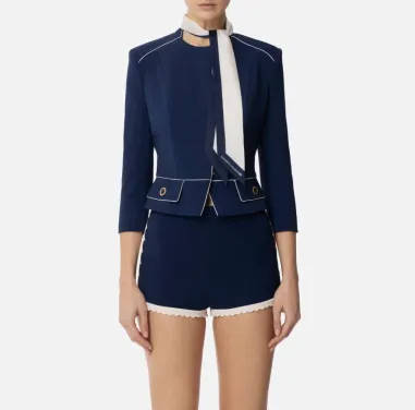 Giacca in crêpe con foulard bicolore Elisabetta Franchi  | BorotalcoCa 2
