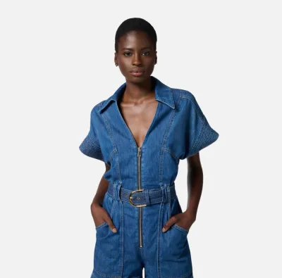Tuta in denim corta con cintura Elisabetta Franchi  | BorotalcoCagliar