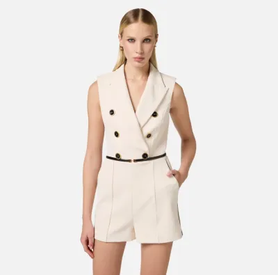 Tuta doppiopetto in crêpe con piping Elisabetta Franchi  | BorotalcoCa