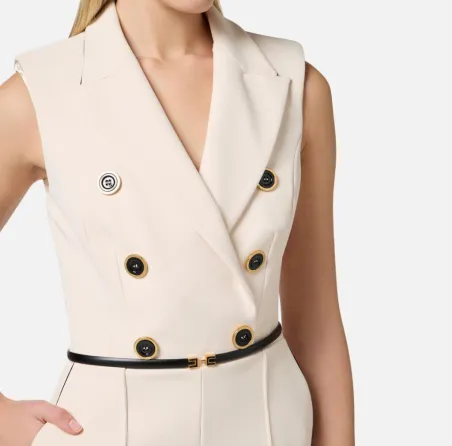 Tuta doppiopetto in crêpe con piping Elisabetta Franchi  | BorotalcoCa