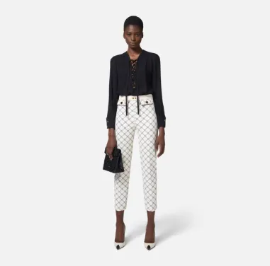 Pantaloni in crêpe con stampa a losanghe Elisabetta Franchi  | Borotal