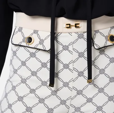 Pantaloni in crêpe con stampa a losanghe Elisabetta Franchi  | Borotal