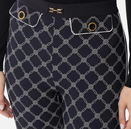 Pantaloni in crêpe con stampa a losanghe Elisabetta Franchi  | Borotal