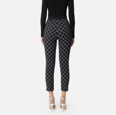Pantaloni in crêpe con stampa a losanghe Elisabetta Franchi  | Borotal