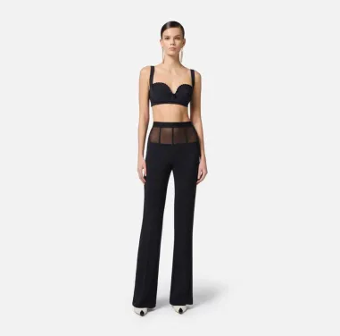 Pantaloni in crêpe con baschina in tulle Elisabetta Franchi  | Borotal