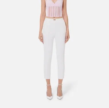 Pantaloni in crêpe con tasche e placca logo Elisabetta Franchi  | Boro