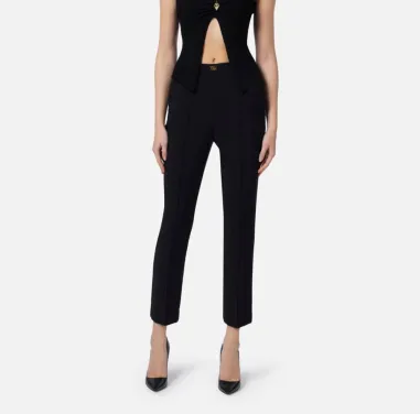 Pantaloni in crêpe con tasche e placca logo Elisabetta Franchi  | Boro 2