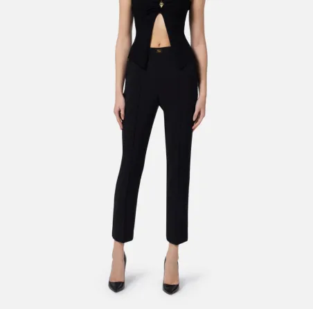 Pantaloni in crêpe con tasche e placca logo Elisabetta Franchi  | Boro