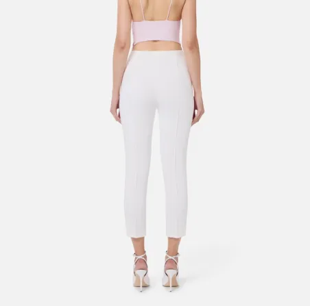 Pantaloni in crêpe con tasche e placca logo Elisabetta Franchi  | Boro
