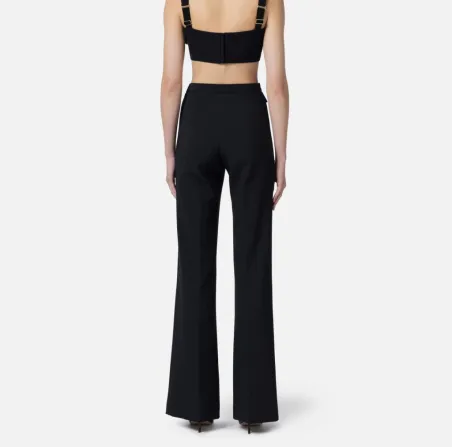 Pantaloni in crêpe con placca logo Elisabetta Franchi  | BorotalcoCagl