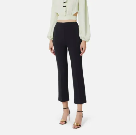 Pantaloni cropped in crêpe con placca logo Elisabetta Franchi  | Borot