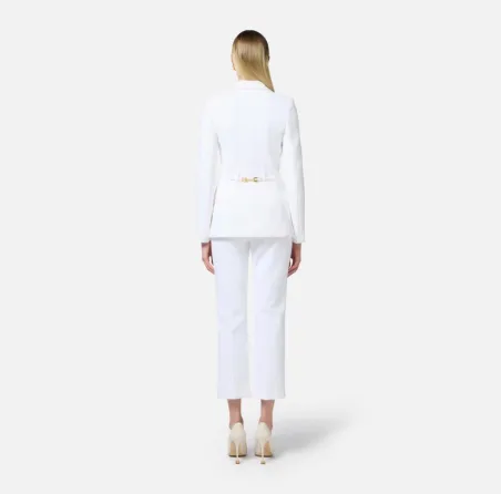 Pantaloni cropped in crêpe con placca logo Elisabetta Franchi  | Borot