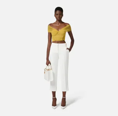 Pantaloni in Doppio Crêpe Leggero con Spacchetti – Elisabetta Franchi  2