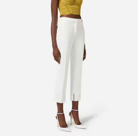 Pantaloni in Doppio Crêpe Leggero con Spacchetti – Elisabetta Franchi 