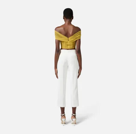 Pantaloni in Doppio Crêpe Leggero con Spacchetti – Elisabetta Franchi 