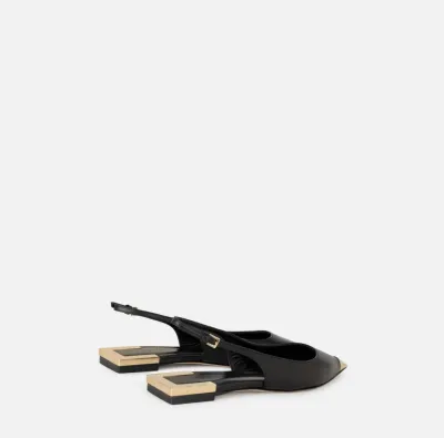 Slingback flat in nappa Elisabetta Franchi  | BorotalcoCagliari.it