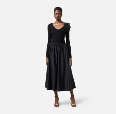 Gonna a ruota in vela tecnica con coulisse Elisabetta Franchi  | Borot