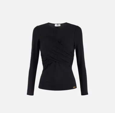 Maglia in Jersey Crêpe con Drappeggio - Elisabetta Franchi  | Borotalc
