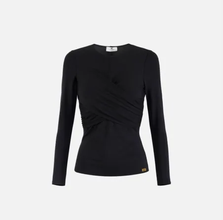 Maglia in Jersey Crêpe con Drappeggio - Elisabetta Franchi  | Borotalc
