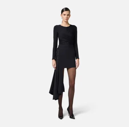 Maglia in Jersey Crêpe con Drappeggio - Elisabetta Franchi  | Borotalc