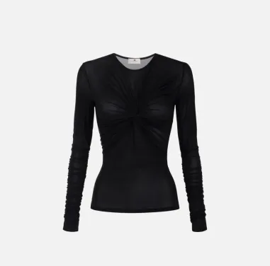 Maglia in Tessuto Organza Stretch con Drappeggio - Elisabetta Franchi  2